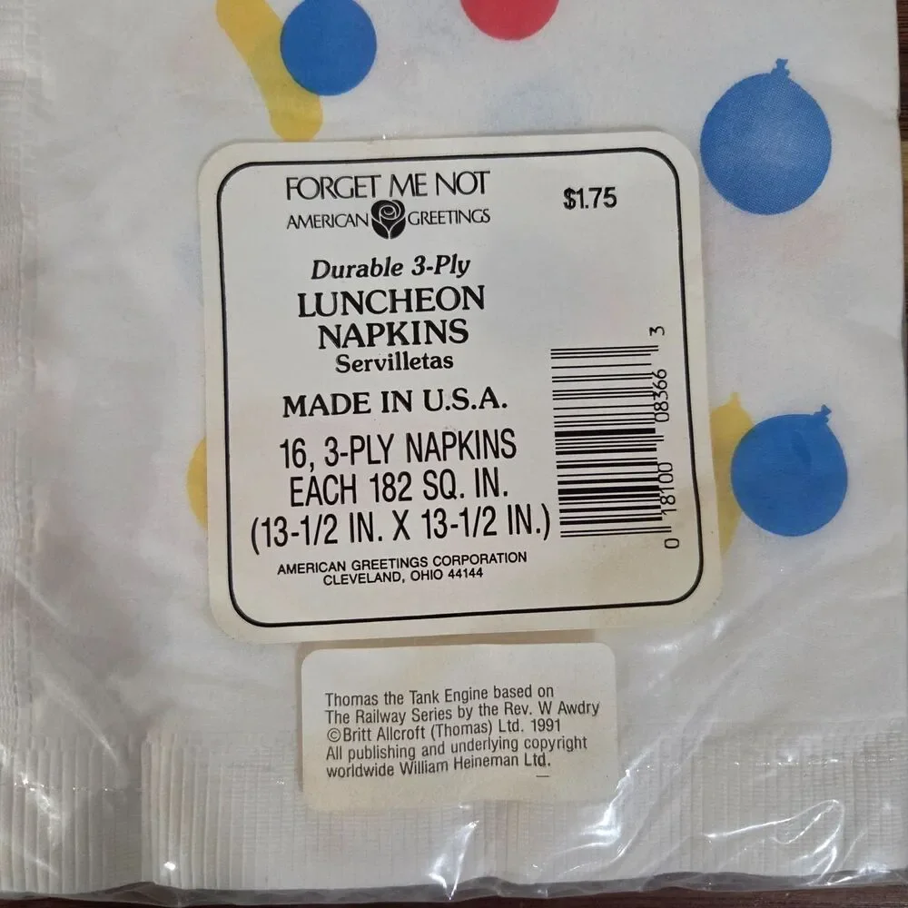 Vintage Thomas The Tank Engine American Greetings 1991 Party Supplies Tablecloth
